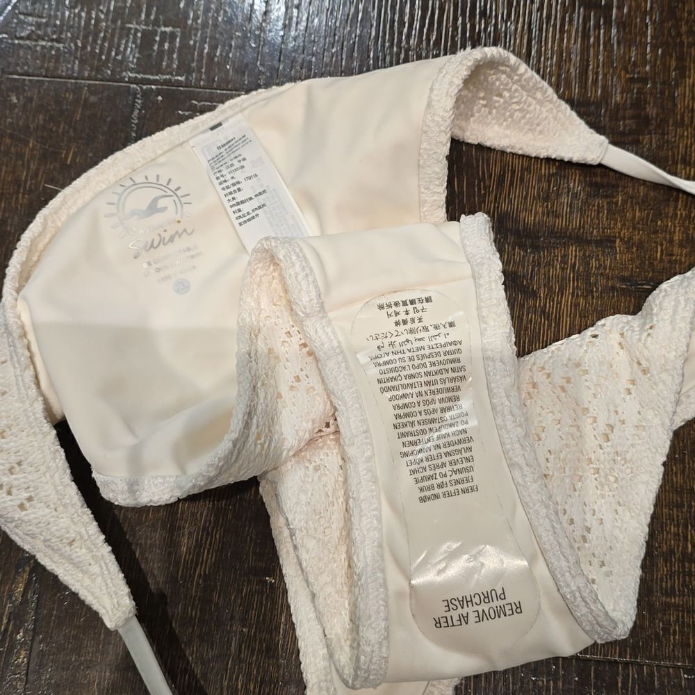 Hollister Crochet Off White High Leg Cheeky Bikini Bottom - Picture 11 of 16